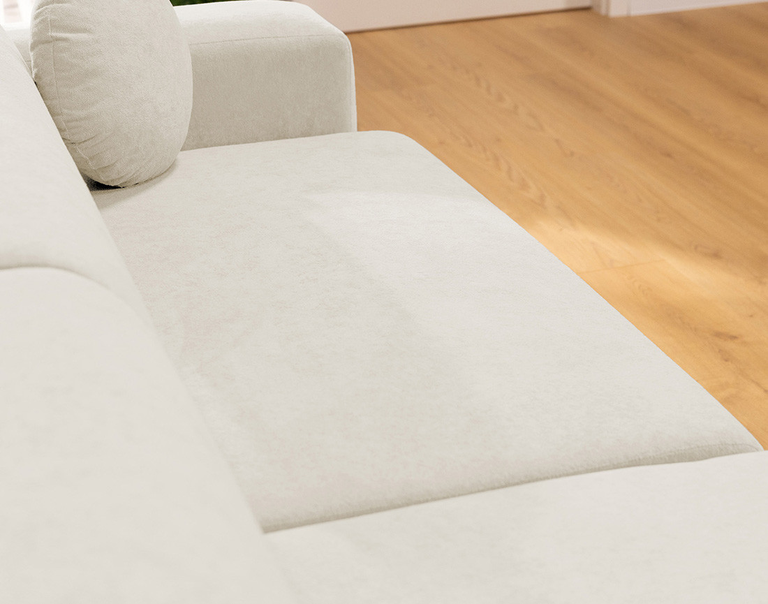 Canapé d'angle réversible 4 places convertible avec coffre en tissu Brunello
