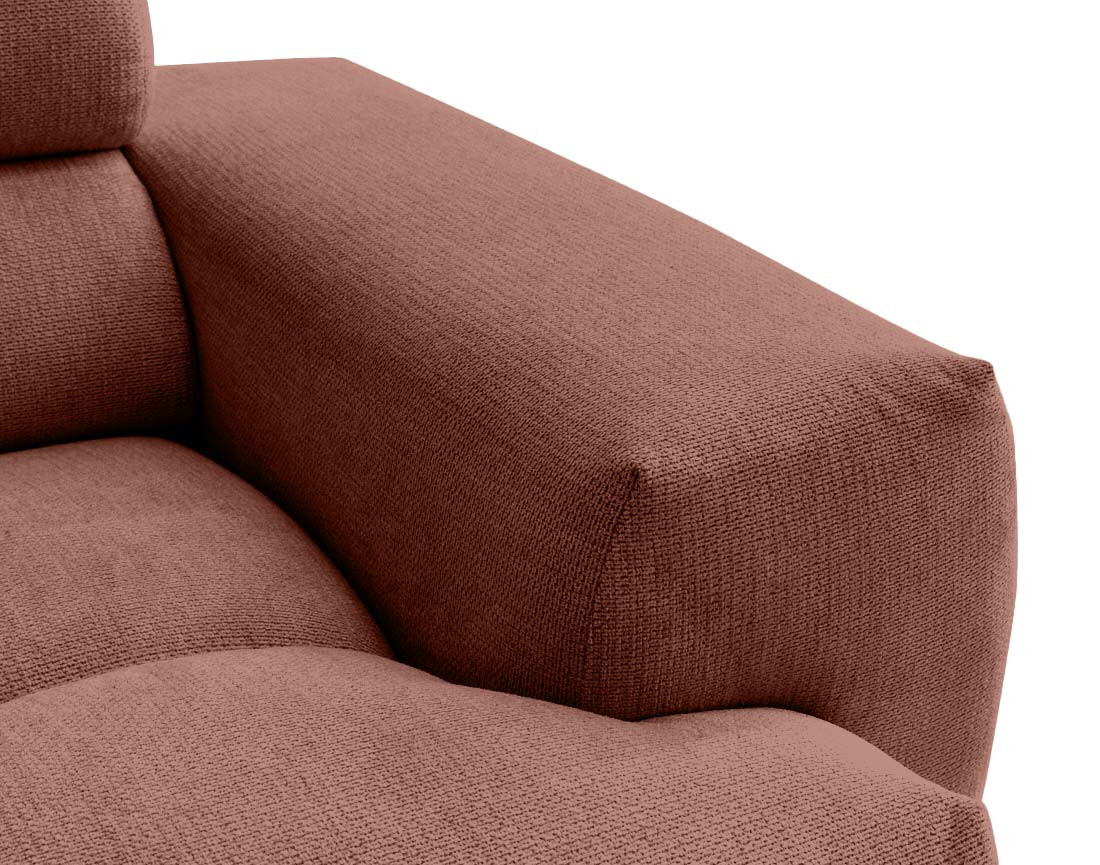 Canapé d'angle gauche 3 places avec têtières réglables en tissu texturé Matera