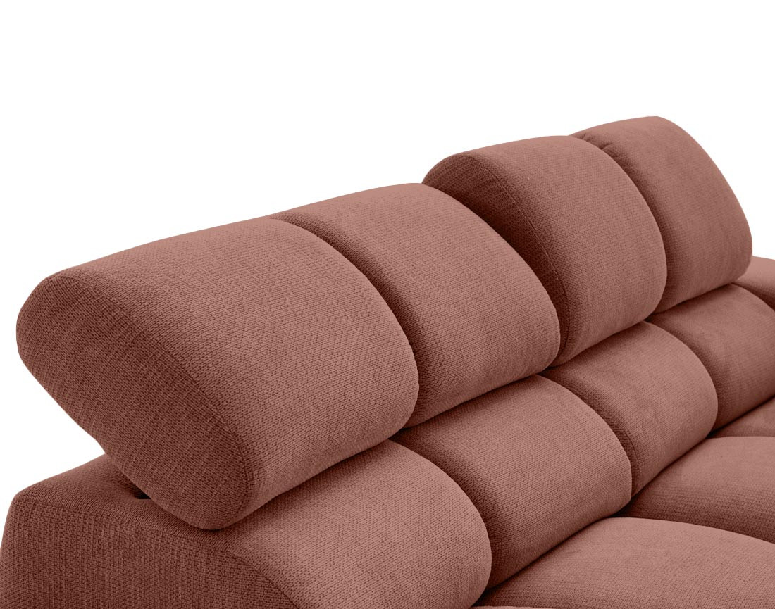 Canapé d'angle gauche 3 places avec têtières réglables en tissu texturé Matera