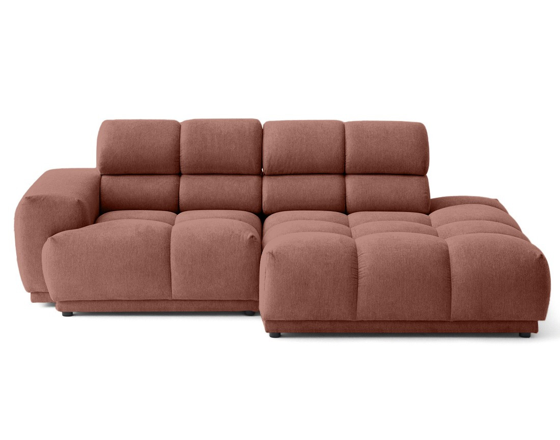 Canapé d'angle droit 3 places avec têtières réglables en tissu texturé Matera