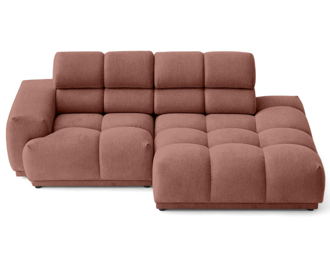 Canapé d'angle droit 3 places avec têtières réglables en tissu texturé Matera