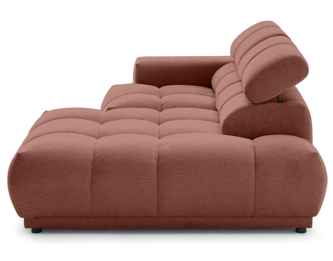 Canapé d'angle droit 3 places avec têtières réglables en tissu texturé Matera