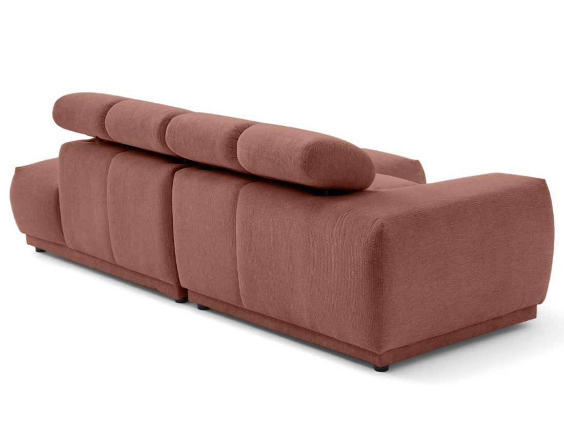 Canapé d'angle droit 3 places avec têtières réglables en tissu texturé Matera