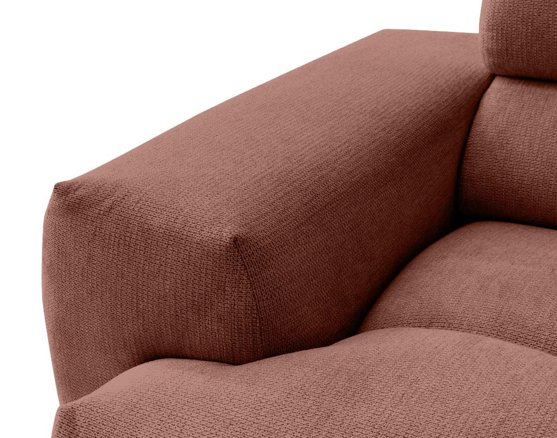 Canapé d'angle droit 3 places avec têtières réglables en tissu texturé Matera