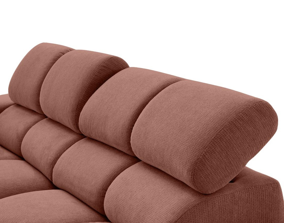 Canapé d'angle droit 3 places avec têtières réglables en tissu texturé Matera