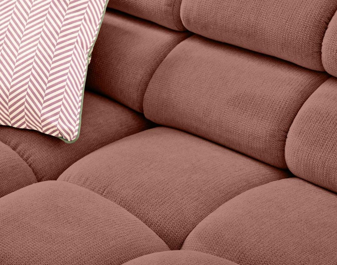 Canapé d'angle droit 3 places avec têtières réglables en tissu texturé Matera