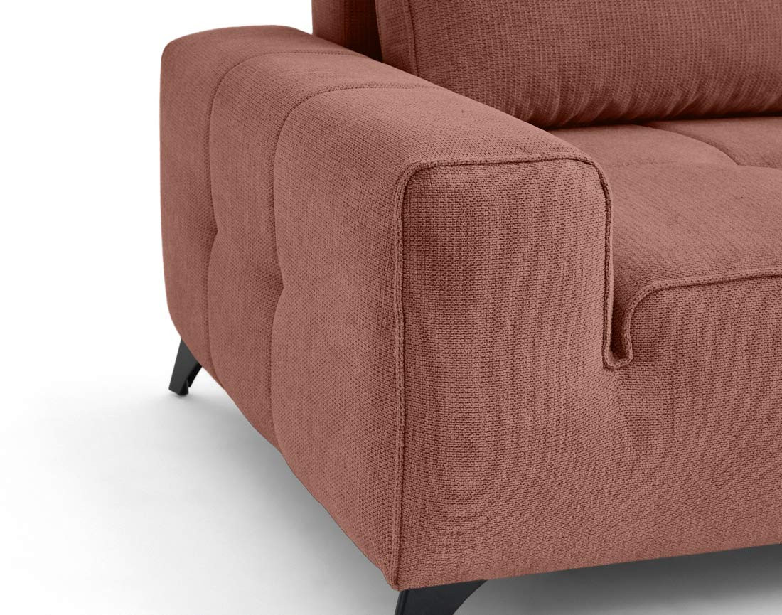 Canapé d'angle droit 4 places convertible avec coffre en tissu texturé Rimini