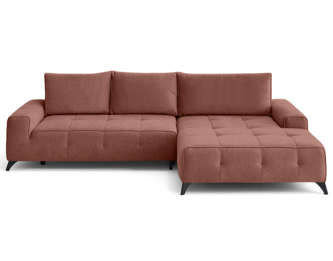 Canapé d'angle droit 4 places convertible avec coffre en tissu texturé Rimini