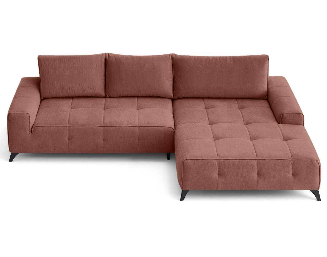 Canapé d'angle droit 4 places convertible avec coffre en tissu texturé Rimini