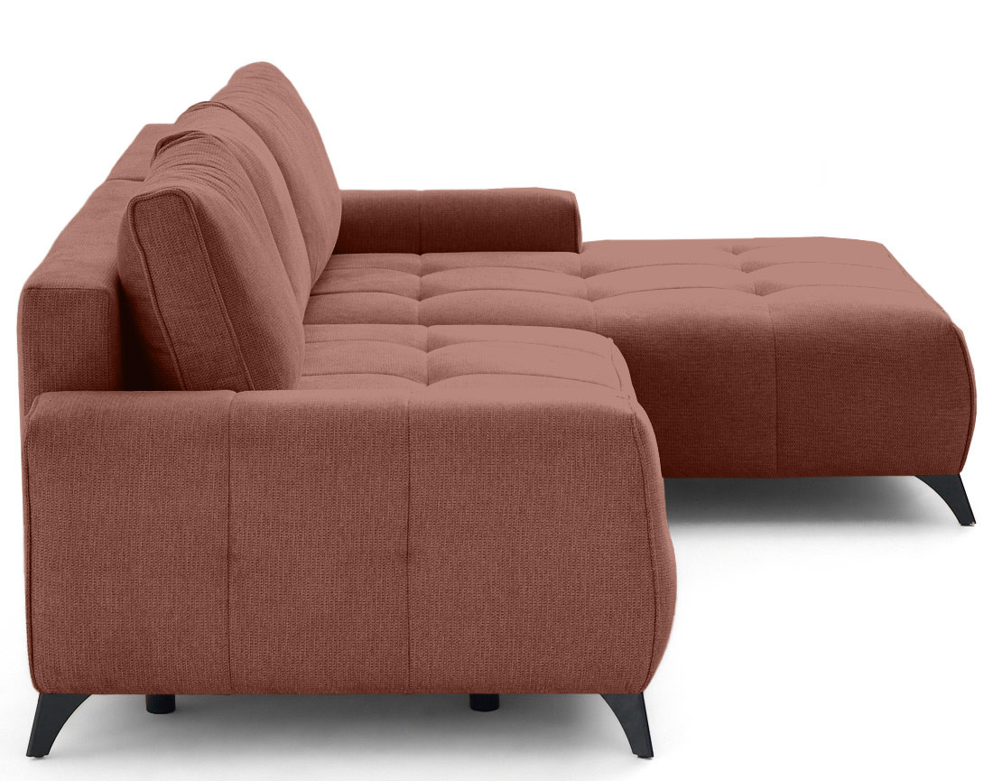 Canapé d'angle droit 4 places convertible avec coffre en tissu texturé Rimini