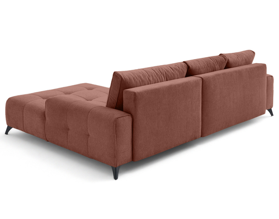 Canapé d'angle droit 4 places convertible avec coffre en tissu texturé Rimini