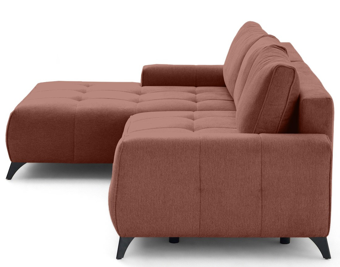 Canapé d'angle gauche 4 places convertible avec coffre en tissu texturé Rimini