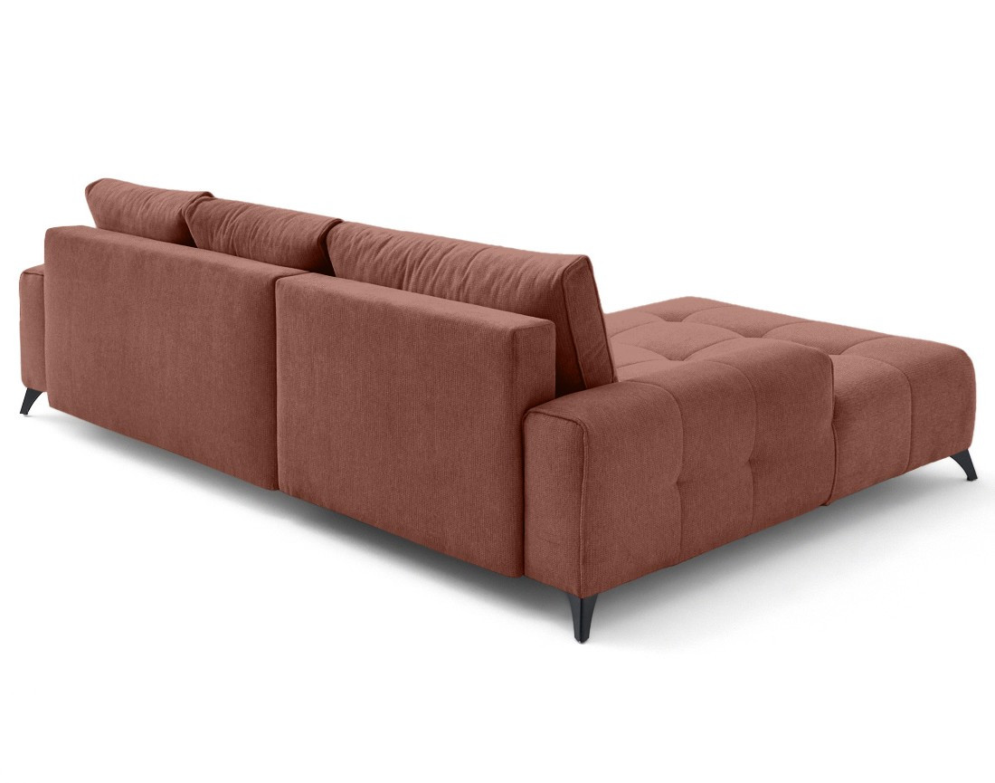Canapé d'angle gauche 4 places convertible avec coffre en tissu texturé Rimini