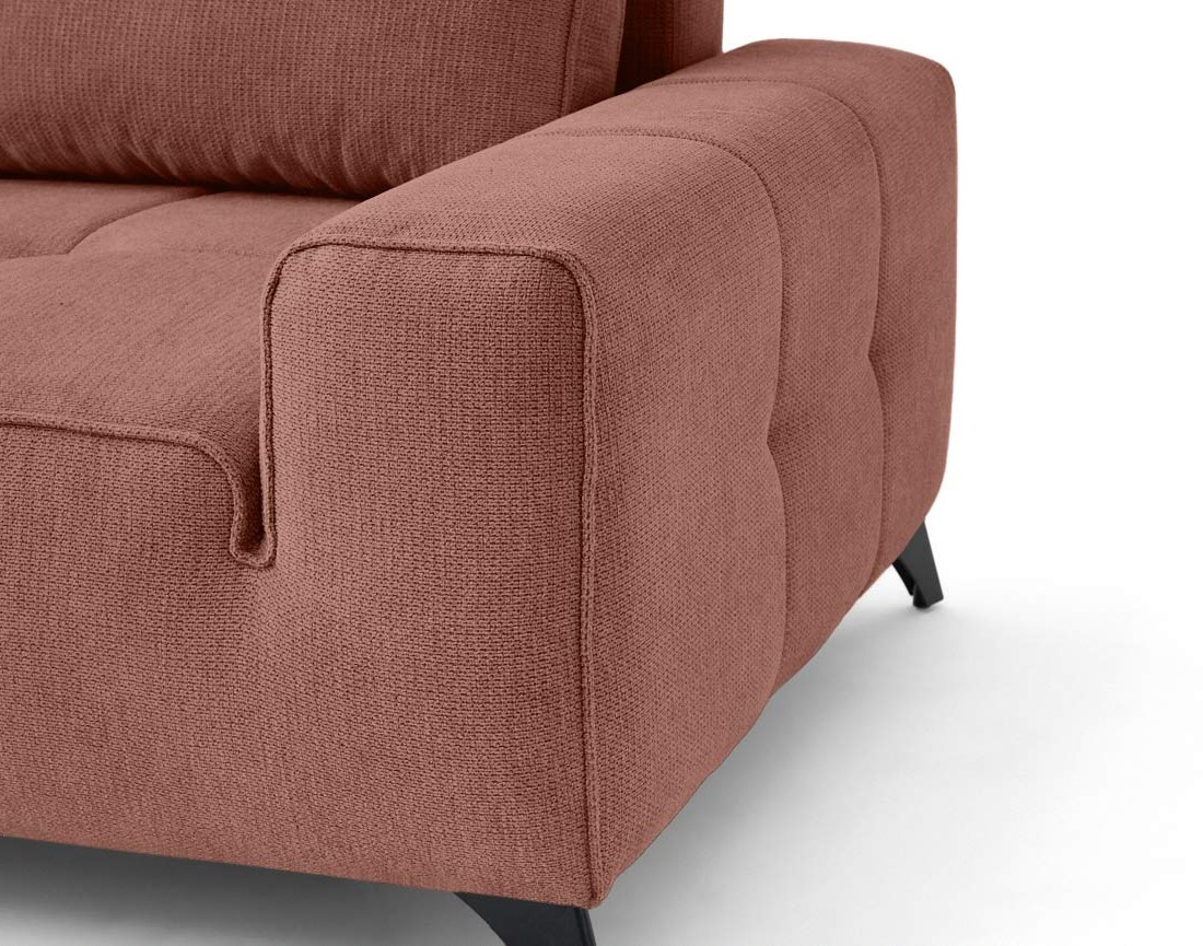 Canapé d'angle gauche 4 places convertible avec coffre en tissu texturé Rimini