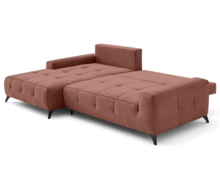 Canapé d'angle gauche 4 places convertible avec coffre en tissu texturé Rimini