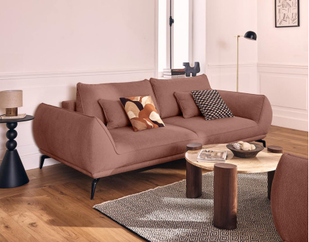 Canapé droit 3 places convertible en tissu texturé Arica