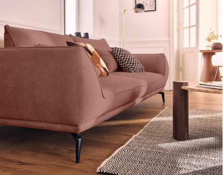 Canapé droit 3 places convertible en tissu texturé Arica