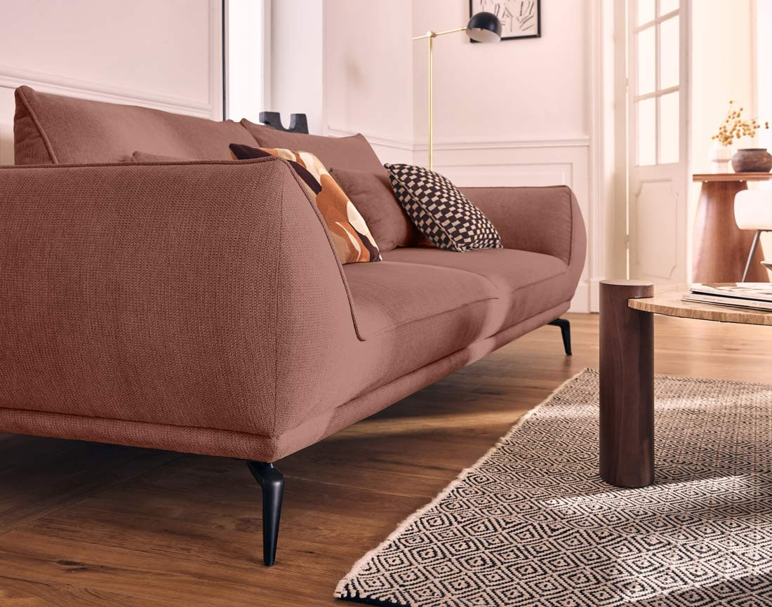 Canapé droit 3 places convertible en tissu texturé Arica