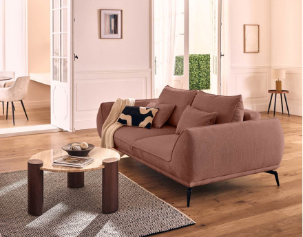 Canapé droit 2 places en tissu texturé Arica