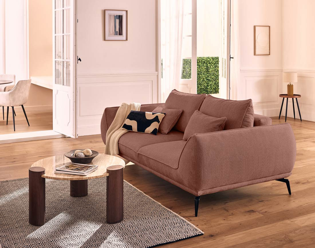 Canapé droit 2 places en tissu texturé Arica