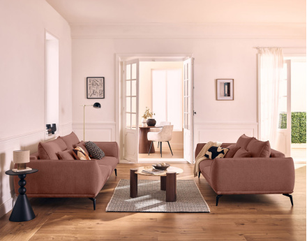 Canapé droit 2 places en tissu texturé Arica