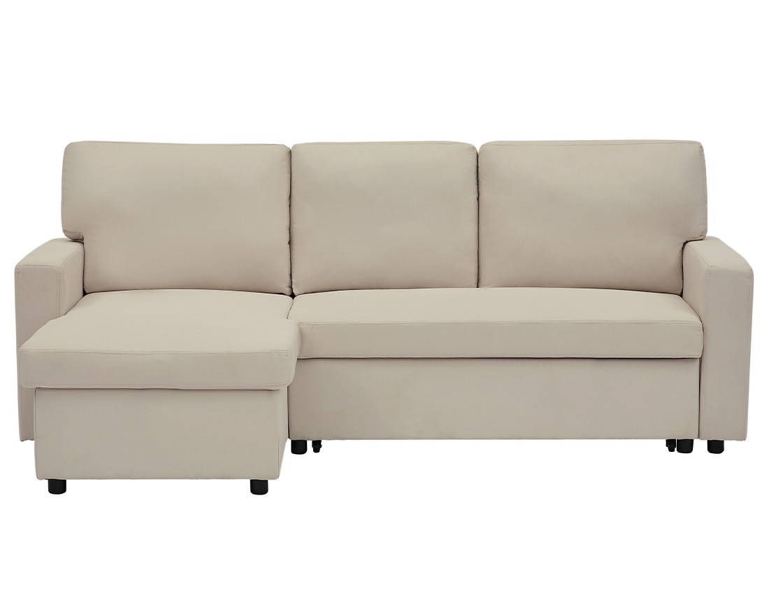 Canapé d’angle 4 places en tissu convertible avec coffre Meiya