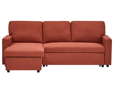 Canapé d’angle 4 places en tissu convertible avec coffre Meiya