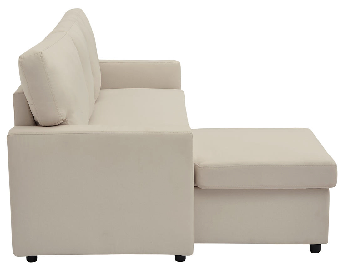 Canapé d’angle 4 places en tissu convertible avec coffre Meiya