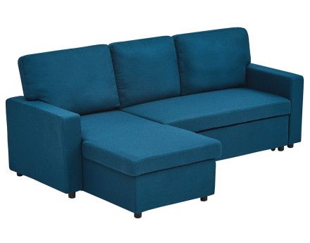 Canapé d’angle 4 places en tissu convertible avec coffre Meiya