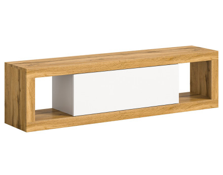 Meuble tv 1 porte bois et blanc 150 cm Ethan