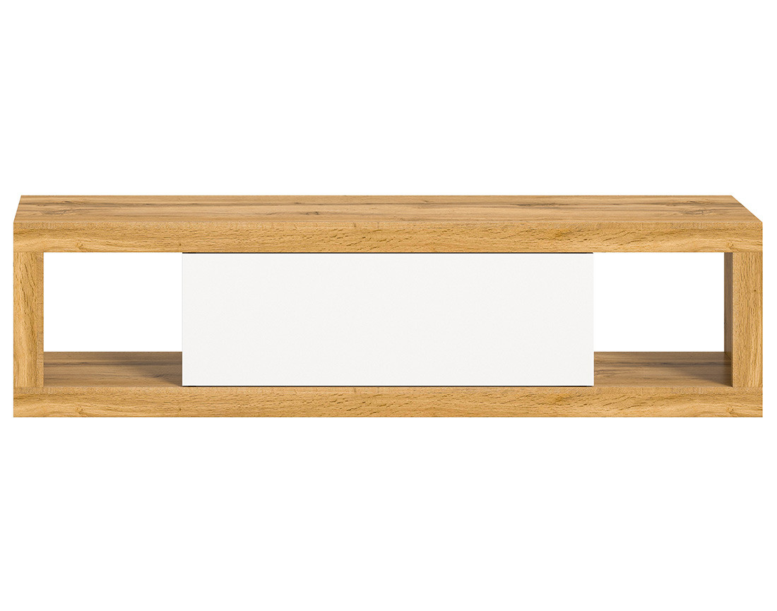 Meuble tv 1 porte bois et blanc 150 cm Ethan