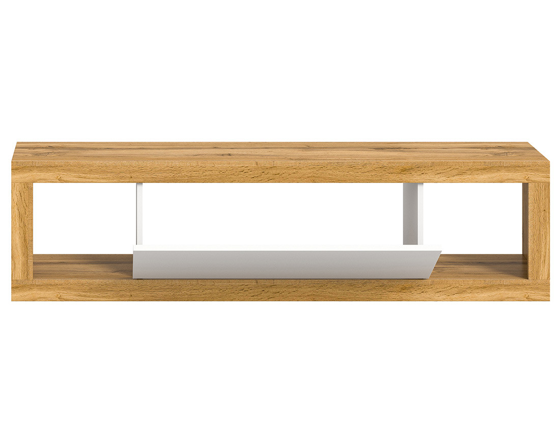Meuble tv 1 porte bois et blanc 150 cm Ethan