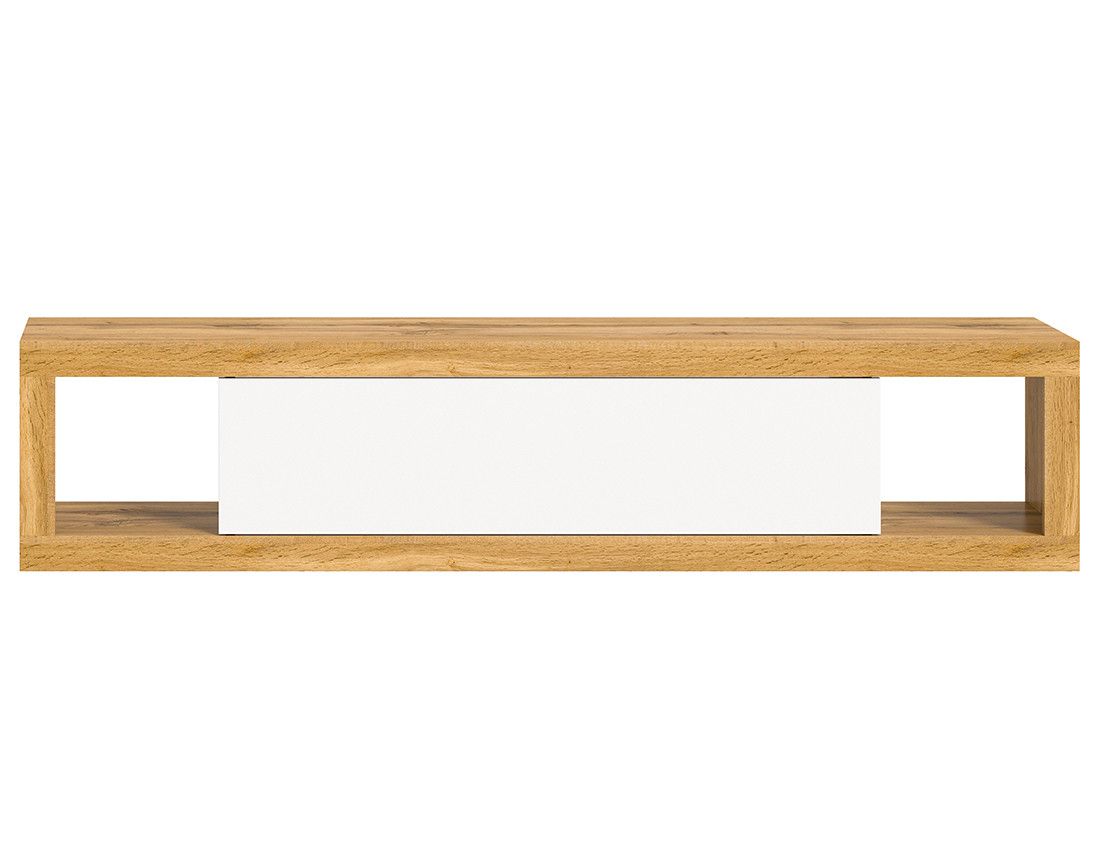 Meuble tv 1 porte bois et blanc 180 cm Ethan