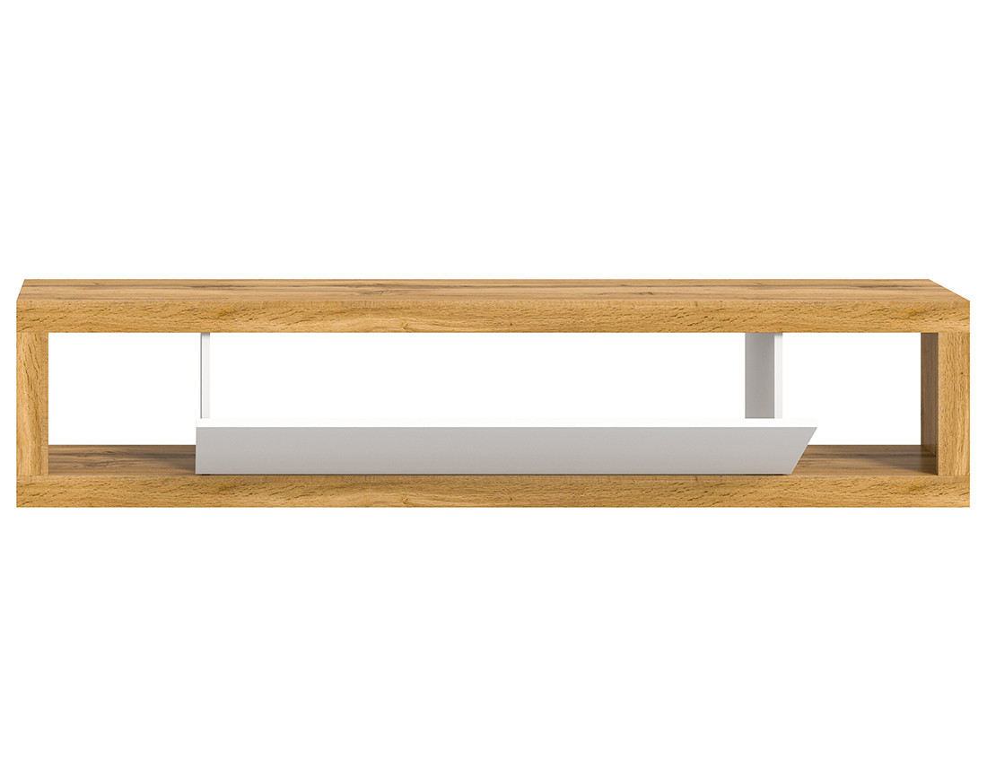 Meuble tv 1 porte bois et blanc 180 cm Ethan