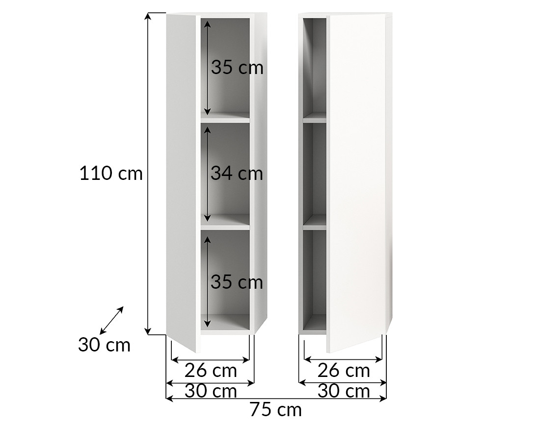 2 armoires murales blanc 110 cm Ethan