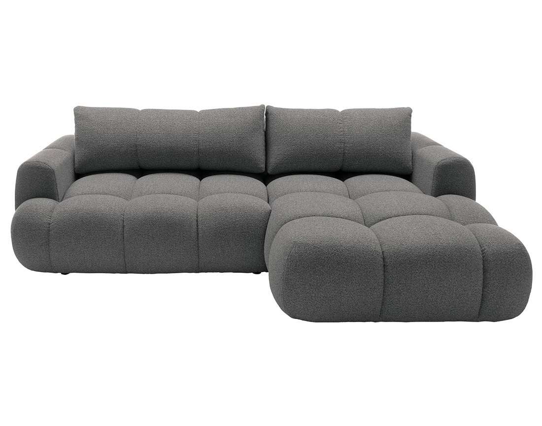 Canapé d'angle droit 4 places convertible avec coffre en tissu bouclette Yulin