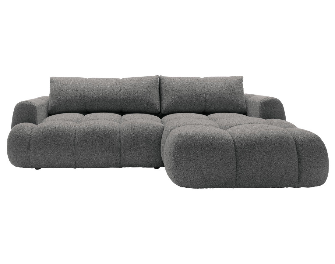 Canapé d'angle droit 4 places convertible avec coffre en tissu bouclette Yulin