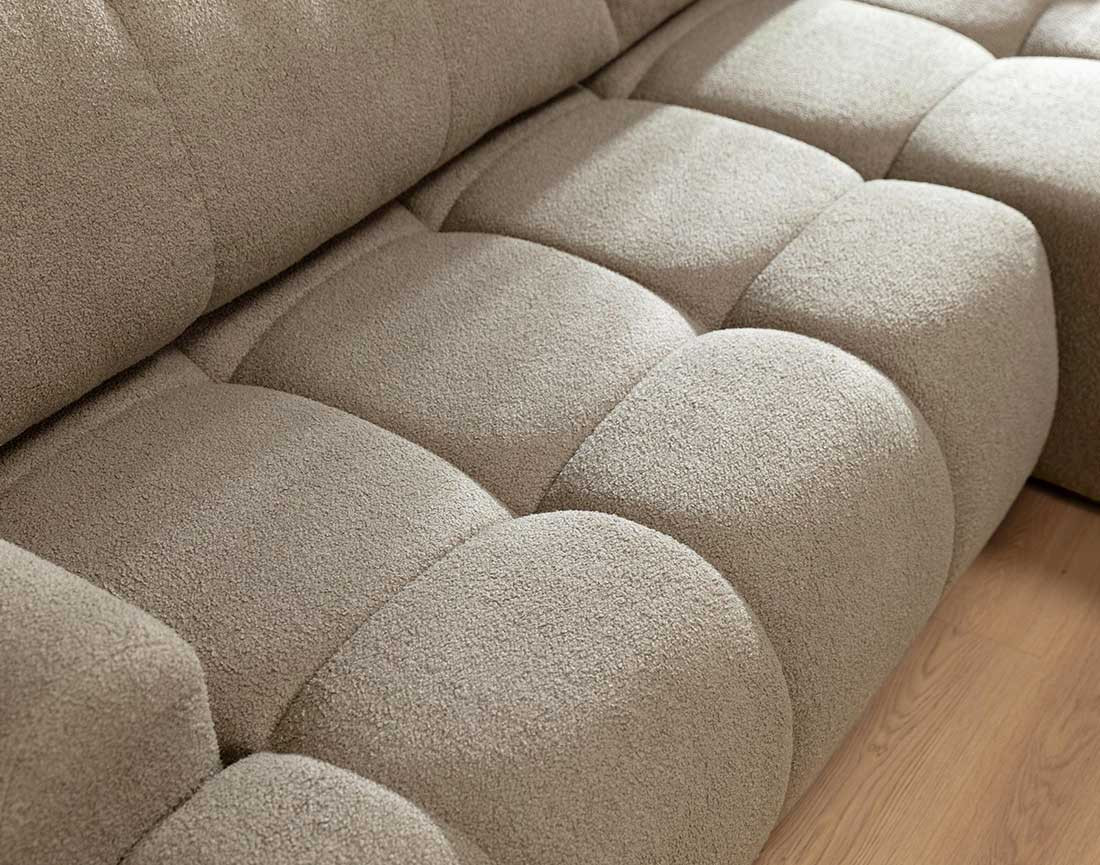 Canapé d'angle droit 4 places convertible avec coffre en tissu bouclette Yulin