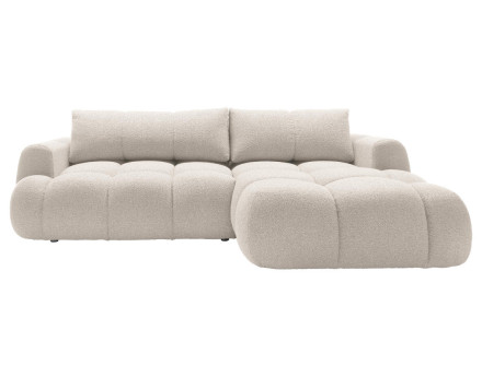Canapé d'angle droit 4 places convertible avec coffre en tissu bouclette Yulin