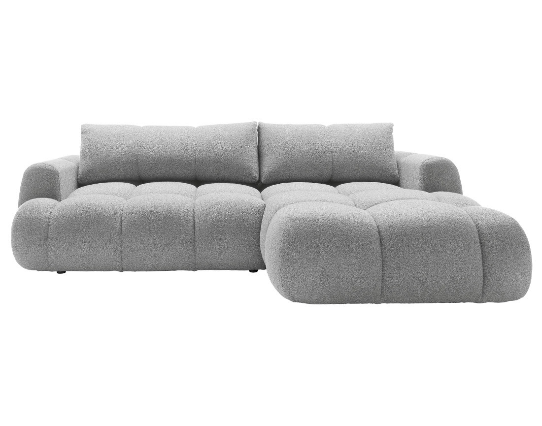 Canapé d'angle droit 4 places convertible avec coffre en tissu bouclette Yulin