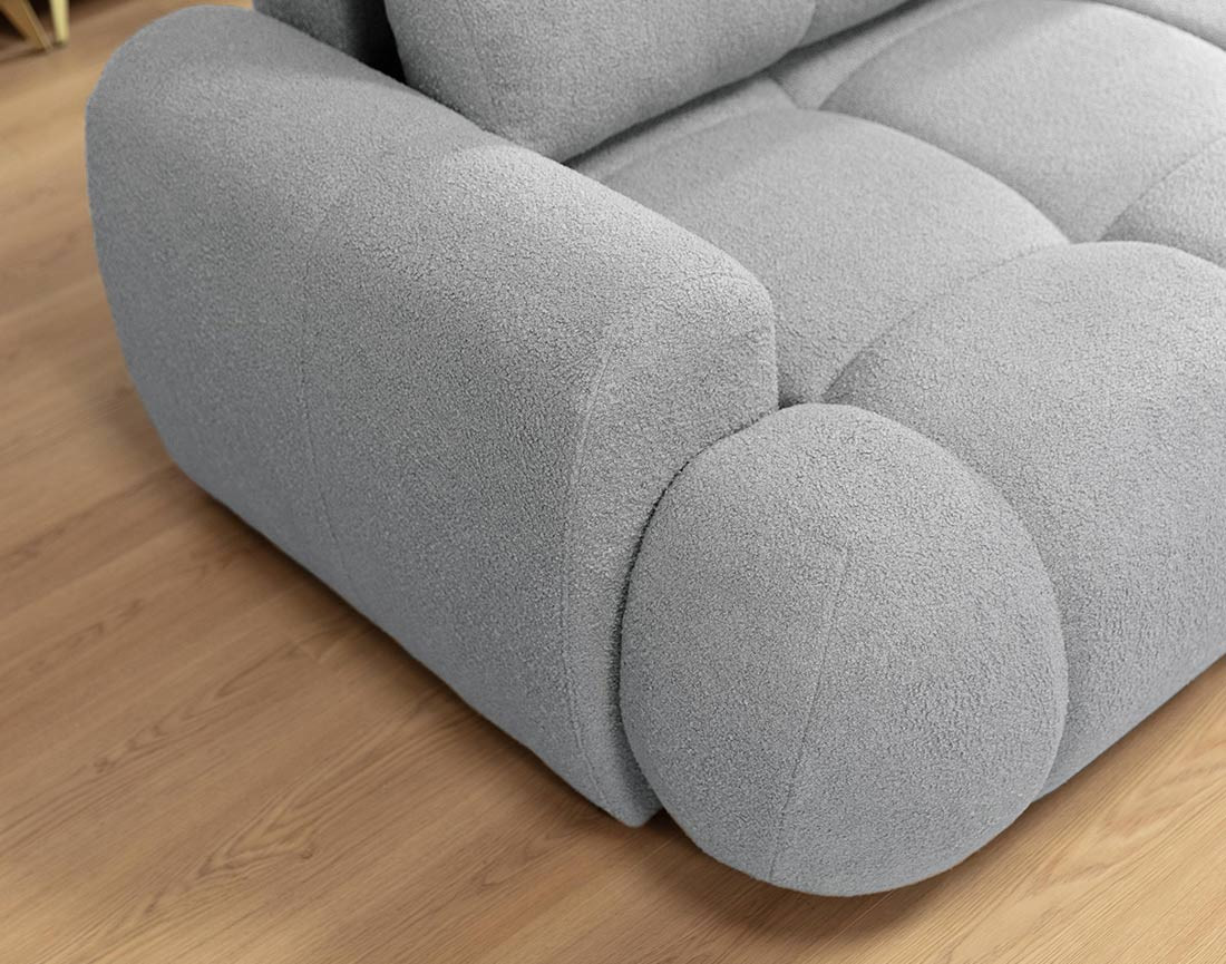 Canapé d'angle droit 4 places convertible avec coffre en tissu bouclette Yulin
