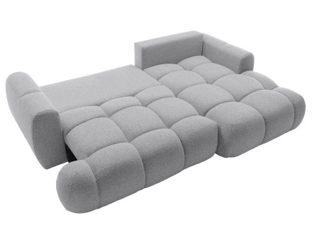 Canapé d'angle droit 4 places convertible avec coffre en tissu bouclette Yulin