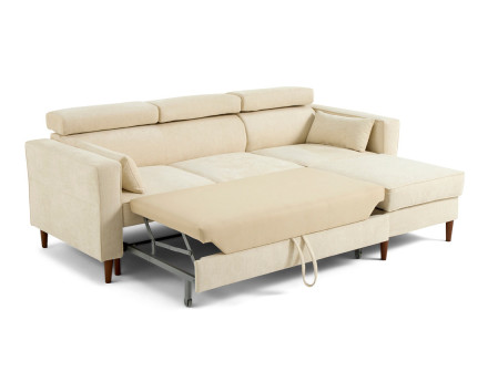 Canapé d'angle convertible avec têtières coffre 4 places Alicante