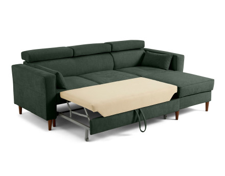 Canapé d'angle convertible avec têtières coffre 4 places Alicante