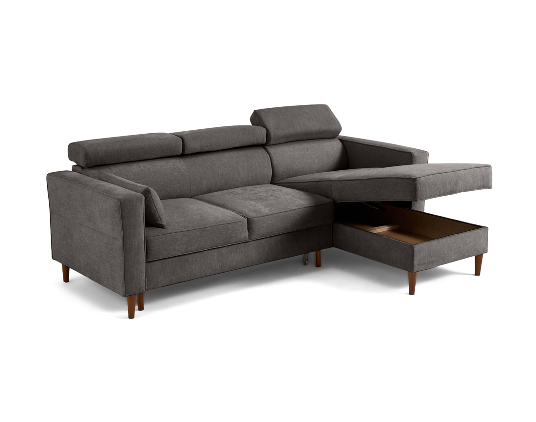 Canapé d'angle convertible avec têtières coffre 4 places Alicante