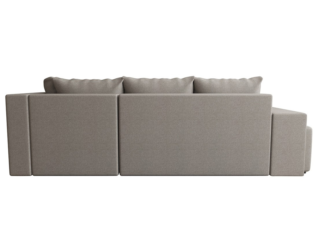 Canapé d'angle droit 4 places convertible avec coffre, étagère et poufs en tissu Libbie
