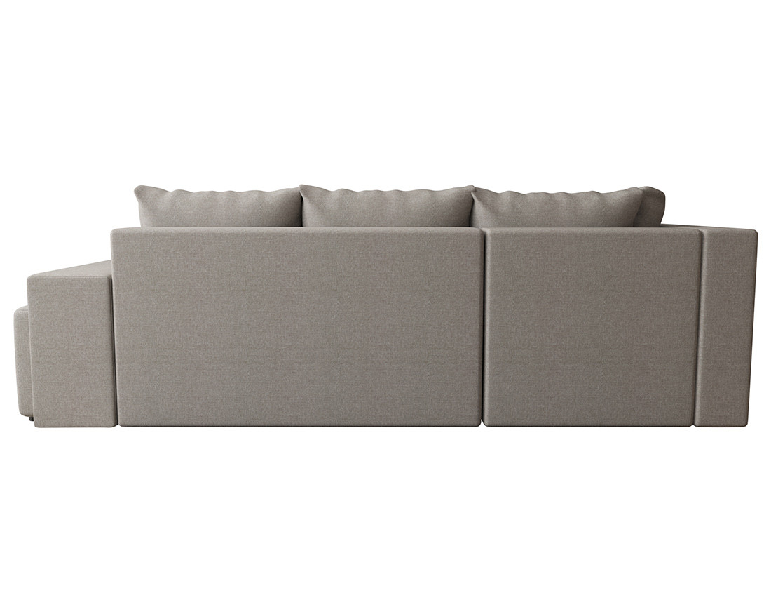 Canapé d'angle gauche 4 places convertible avec coffre, étagère et poufs en tissu Libbie