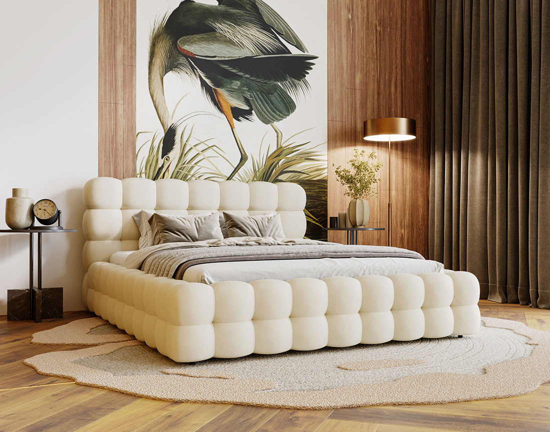 Lit coffre 140x200 cm sommier inclus en velours Darling