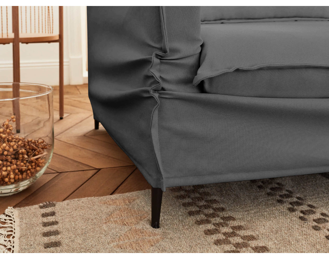 Canapé 2 places en velours pieds en bois Brooke