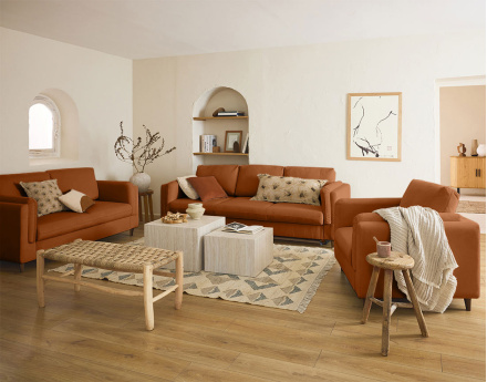 Canapé 2 places en velours pieds en bois Brooke